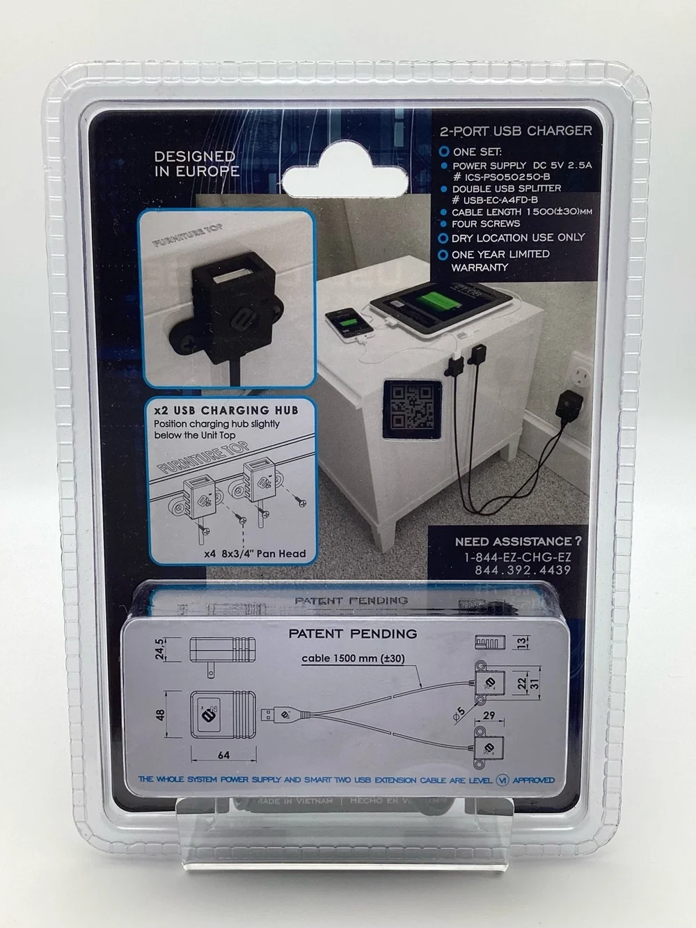 EZ Collection 2-Port USB Charger - Black